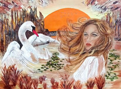 The Swan and the Seer - a Paint Artowrk by Mónika Katalin  Pál